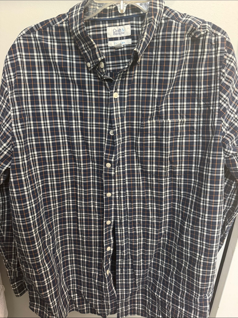croft & barrow Navy, White and Brown Plaid Button-Down Shirt